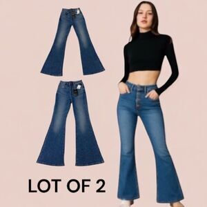 Lee Vintage Modern 25x33 High Rise Flare Jeans Stretch Denim NWT. Lot of 2